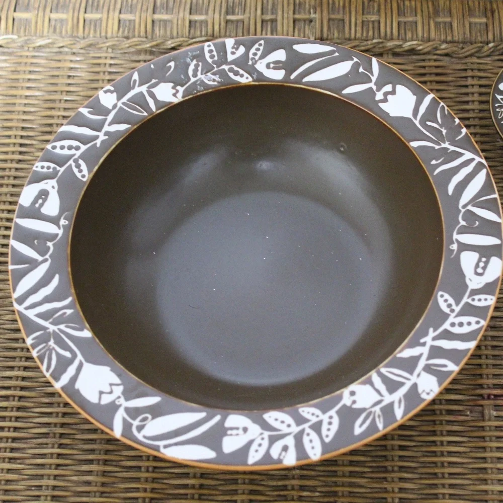 Williams Sonoma.  Mahogany Brown Serving Bowl with Matching Dip Cup.  Set of two